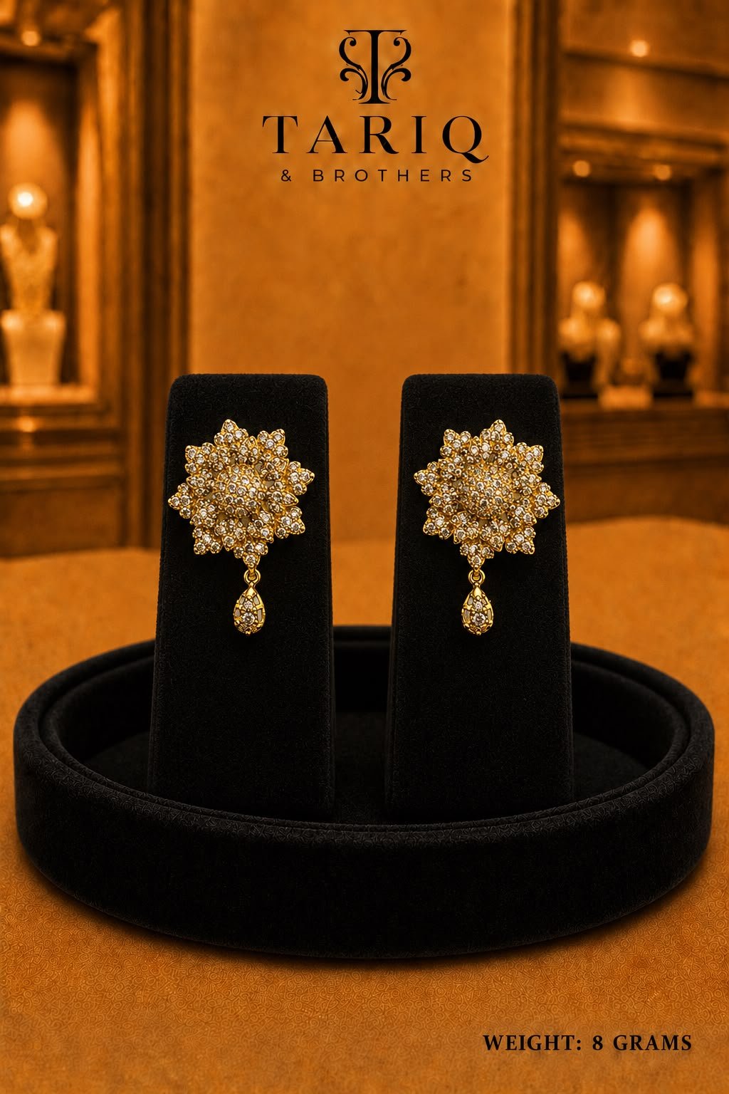 Tariq & Brothers Traditional Floral Gold Earrings
