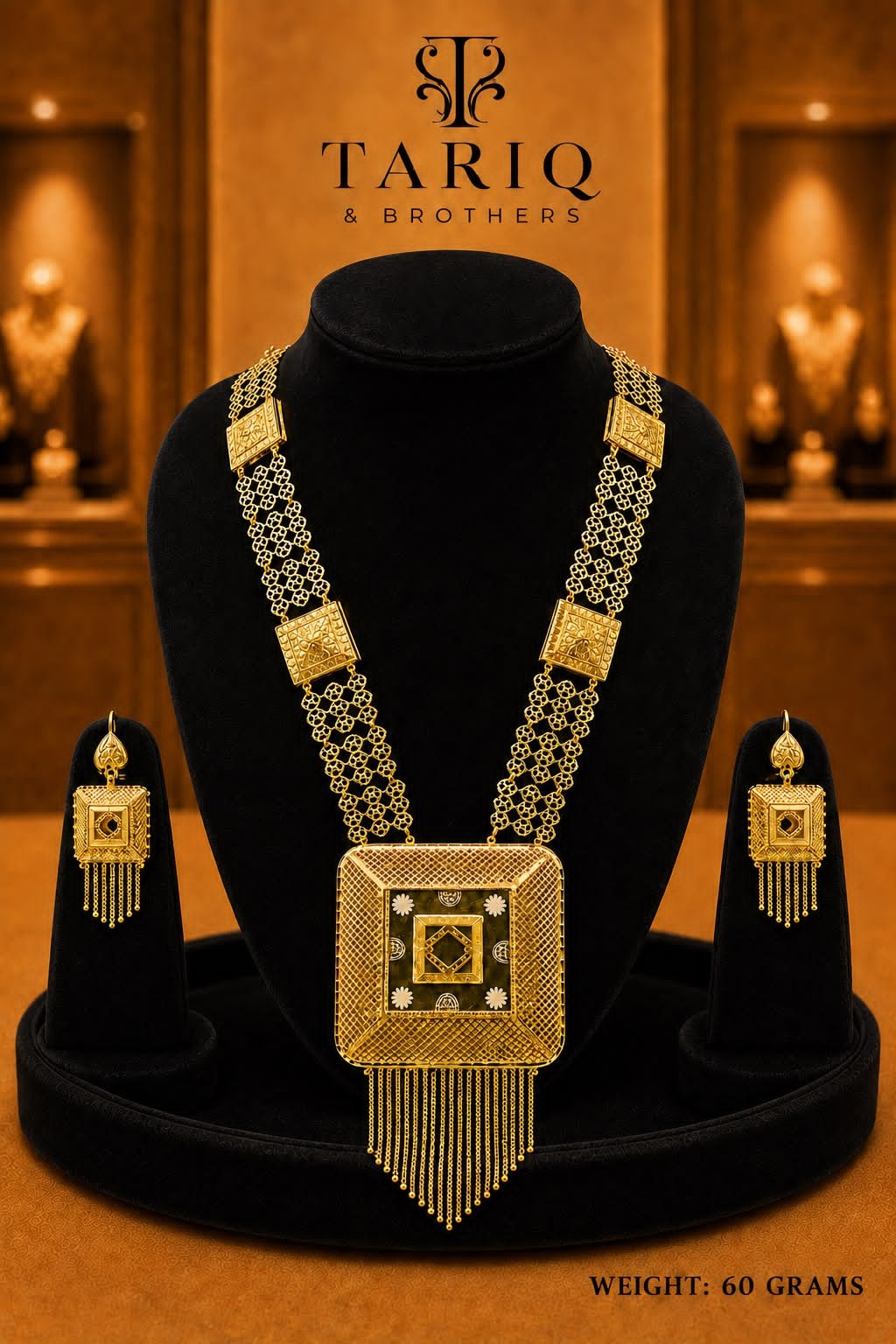 Tariq & Brothers Traditional Geometric Gold Necklace Set