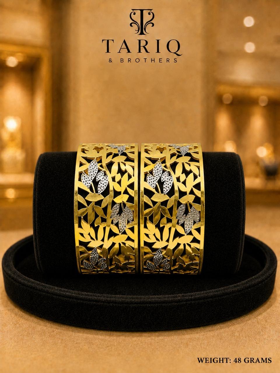 Tariq & Brothers Traditional Gold Floral Bangle Set