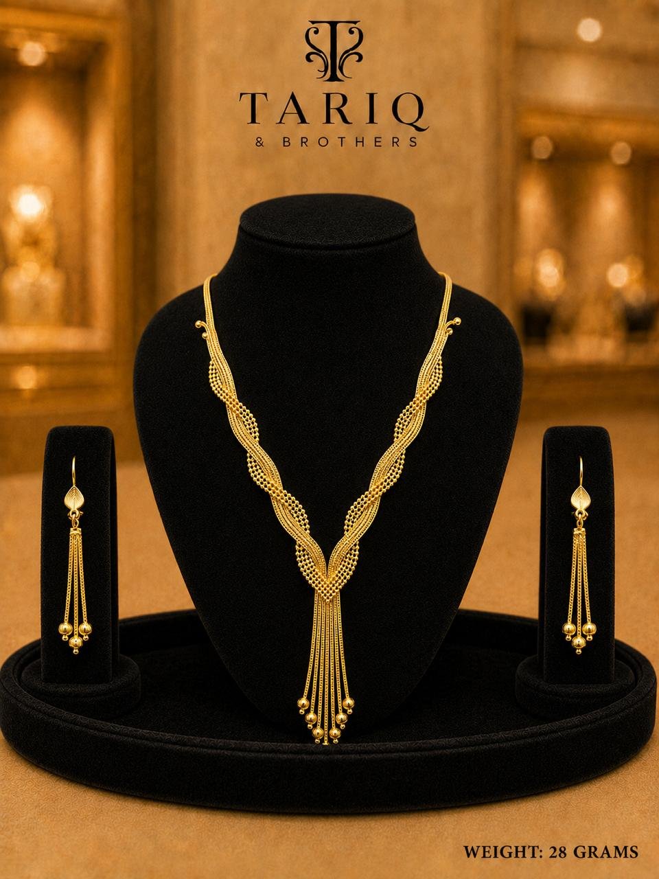 Tariq & Brothers Traditional Gold Tassel Necklace Set