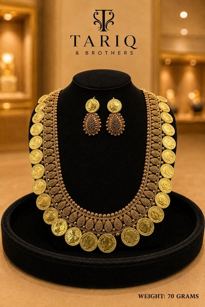 Tariq & Brothers Traditional Gold Coin Necklace Set