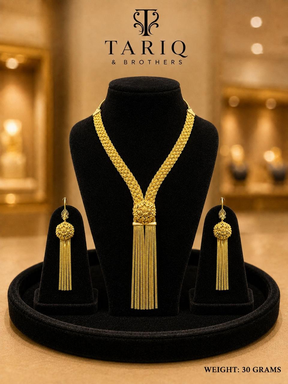 Tariq & Brothers Traditional Gold Tassel Necklace Set