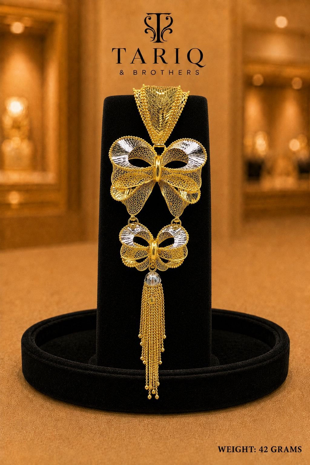 Tariq & Brothers Traditional Gold Bow Pendant