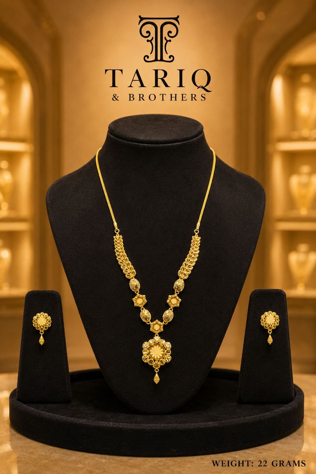 Tariq & Brothers Traditional Gold Floral Necklace Set