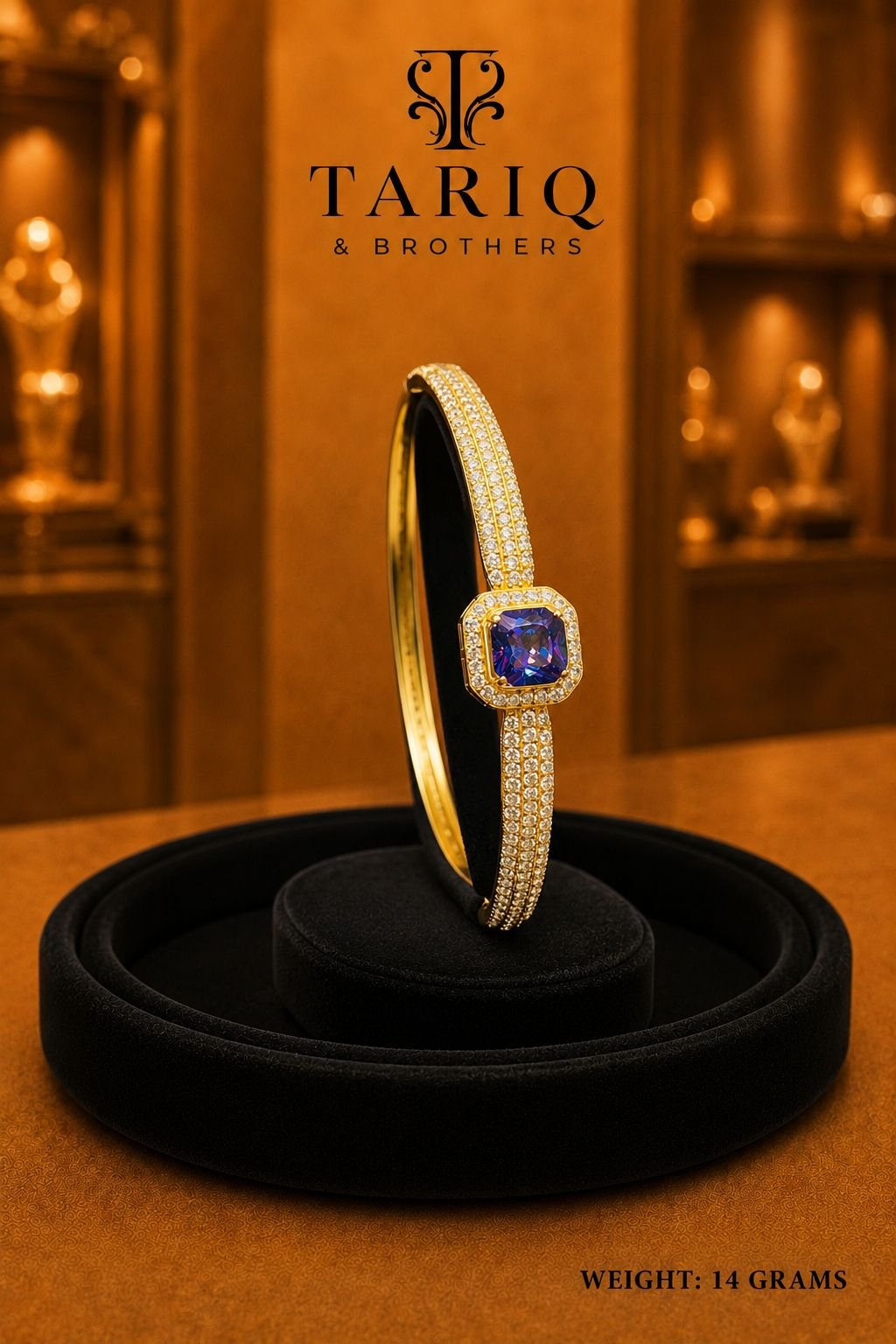 Tariq & Brothers Traditional Gold Purple Stone Bangle