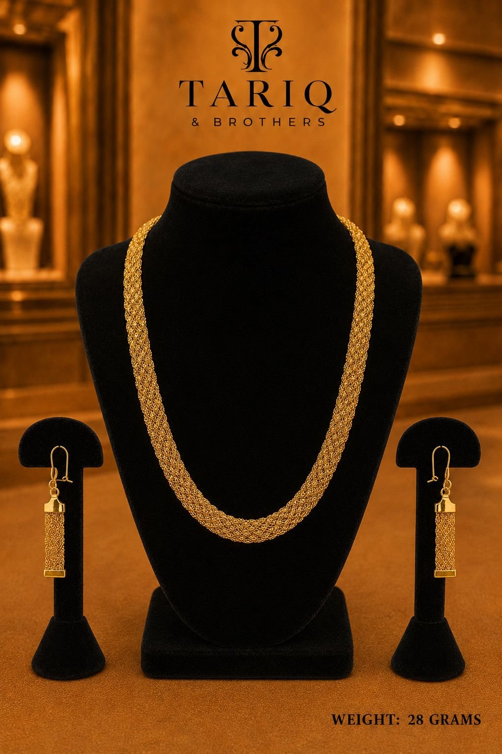 Tariq & Brothers Traditional Woven Gold Necklace Set