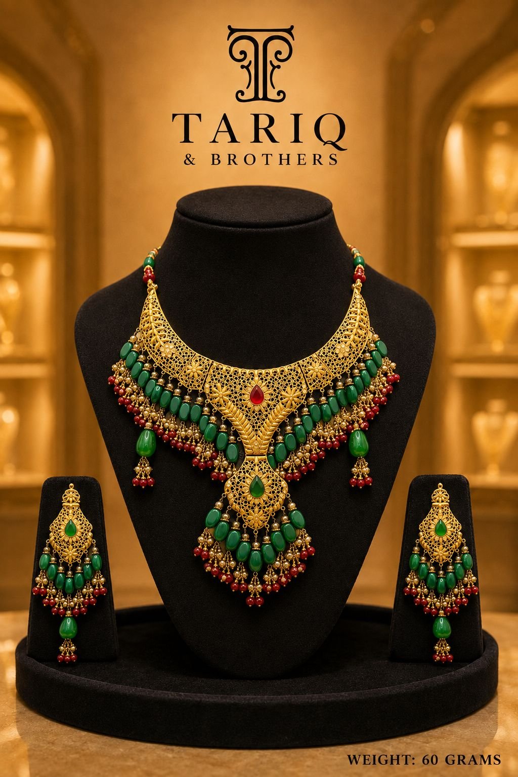 Tariq & Brothers Traditional Gold Bridal Necklace Set